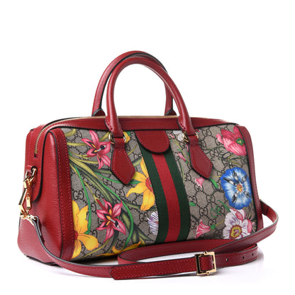 Gucci GG Supreme Monogram Flora Web Medium Ophidia Boston Red 3 of 12