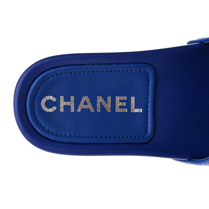 Chanel Lambskin Quilted CC Mules Sandals 36 Dark Blue 7 of 11