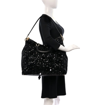 Prada Nylon Sequin Tote Black 2 of 18