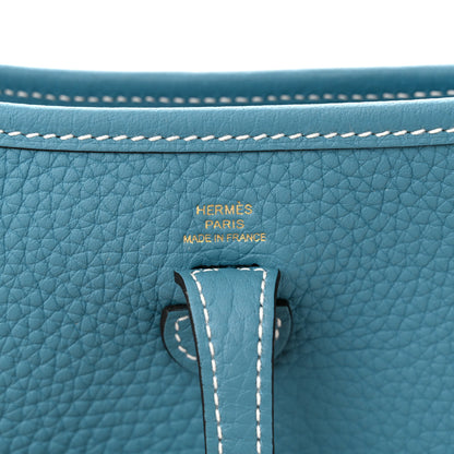 Hermes Taurillon Clemence Evelyne TPM New Blue Jean 6 of 11