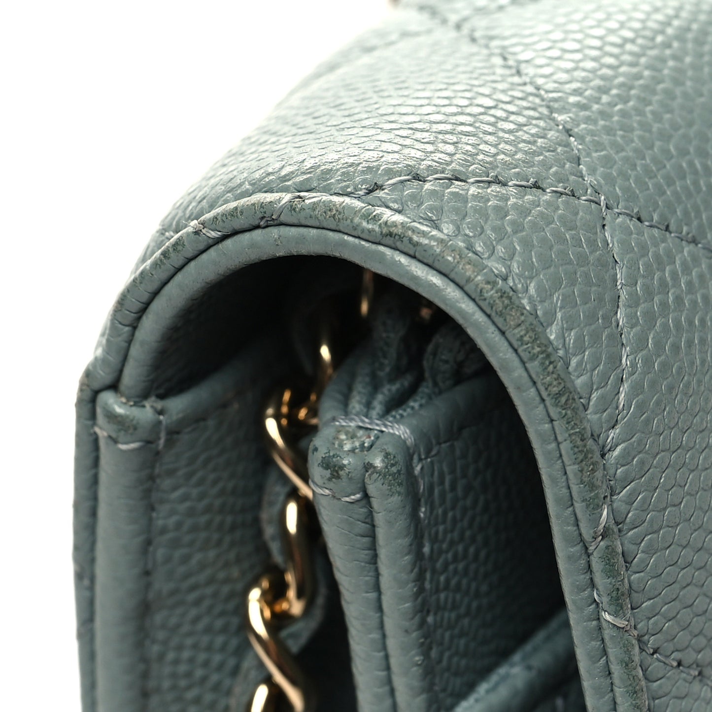 Caviar Quilted Wallet on Chain WOC Light Blue