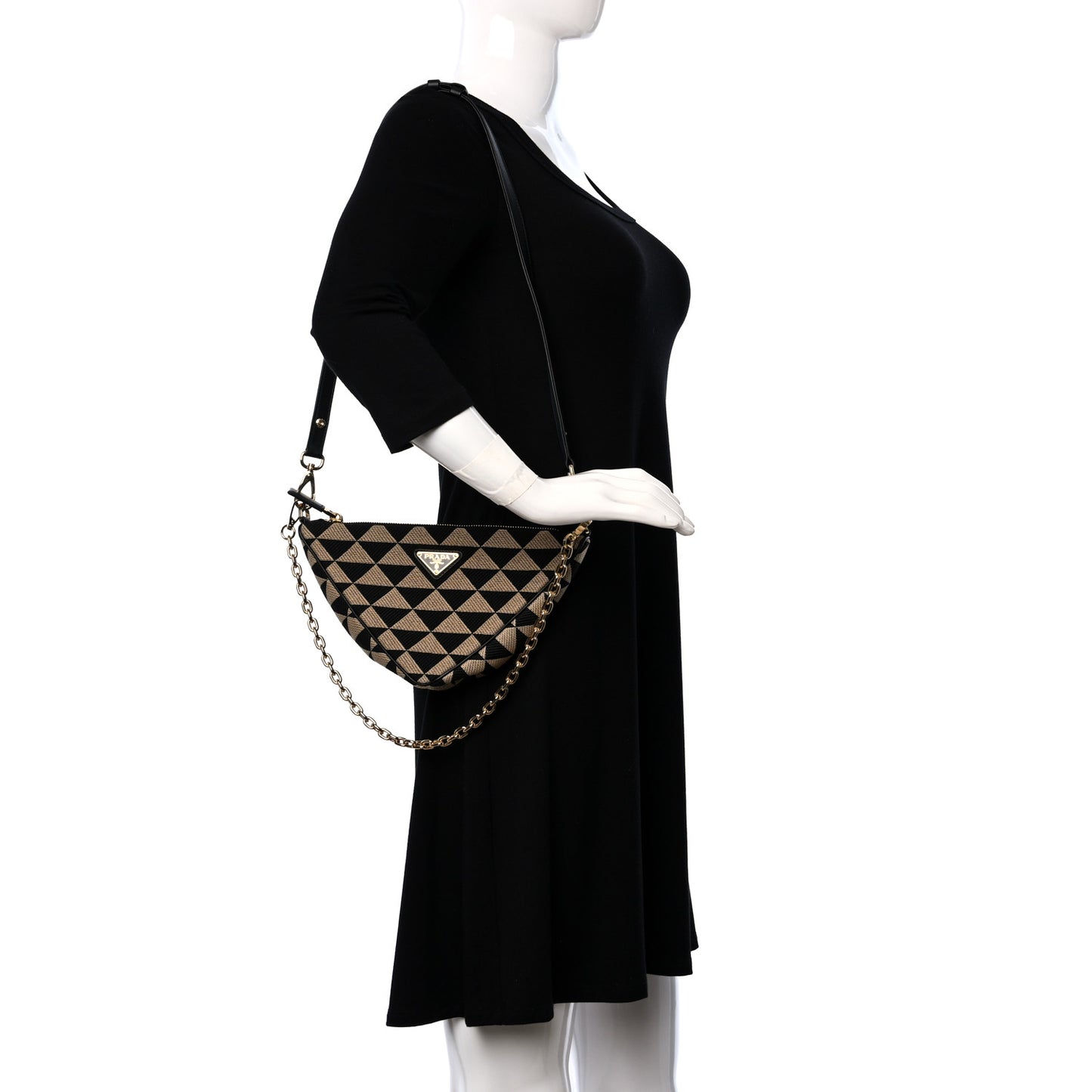 Jacquard Triangolo Symbole Embroidered Mini Triangle Bag Black Corda