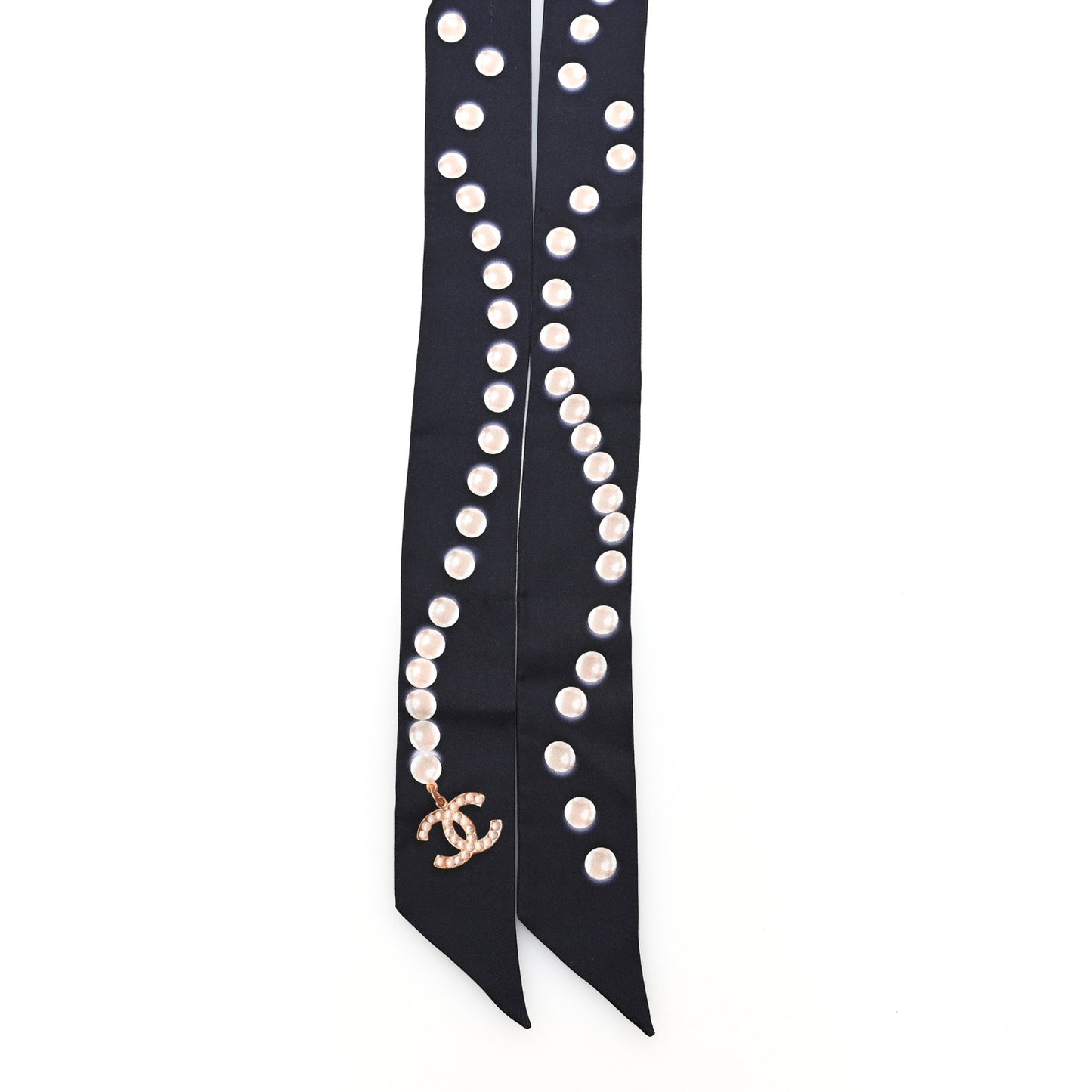 Silk Pearl CC Slim Bandeau Scarf Navy