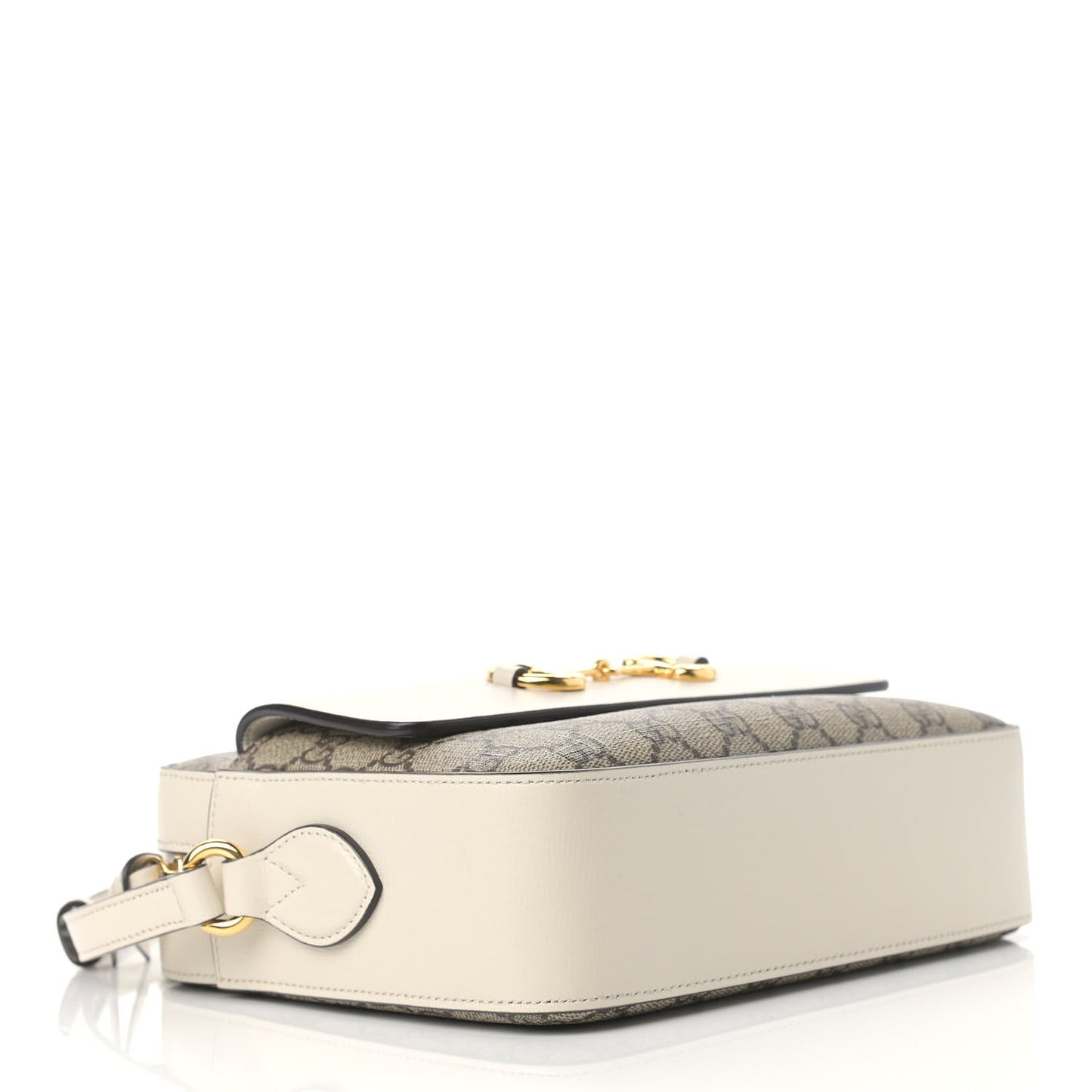 GG Supreme Monogram Small Horsebit 1955 Shoulder Bag Beige Mystic White
