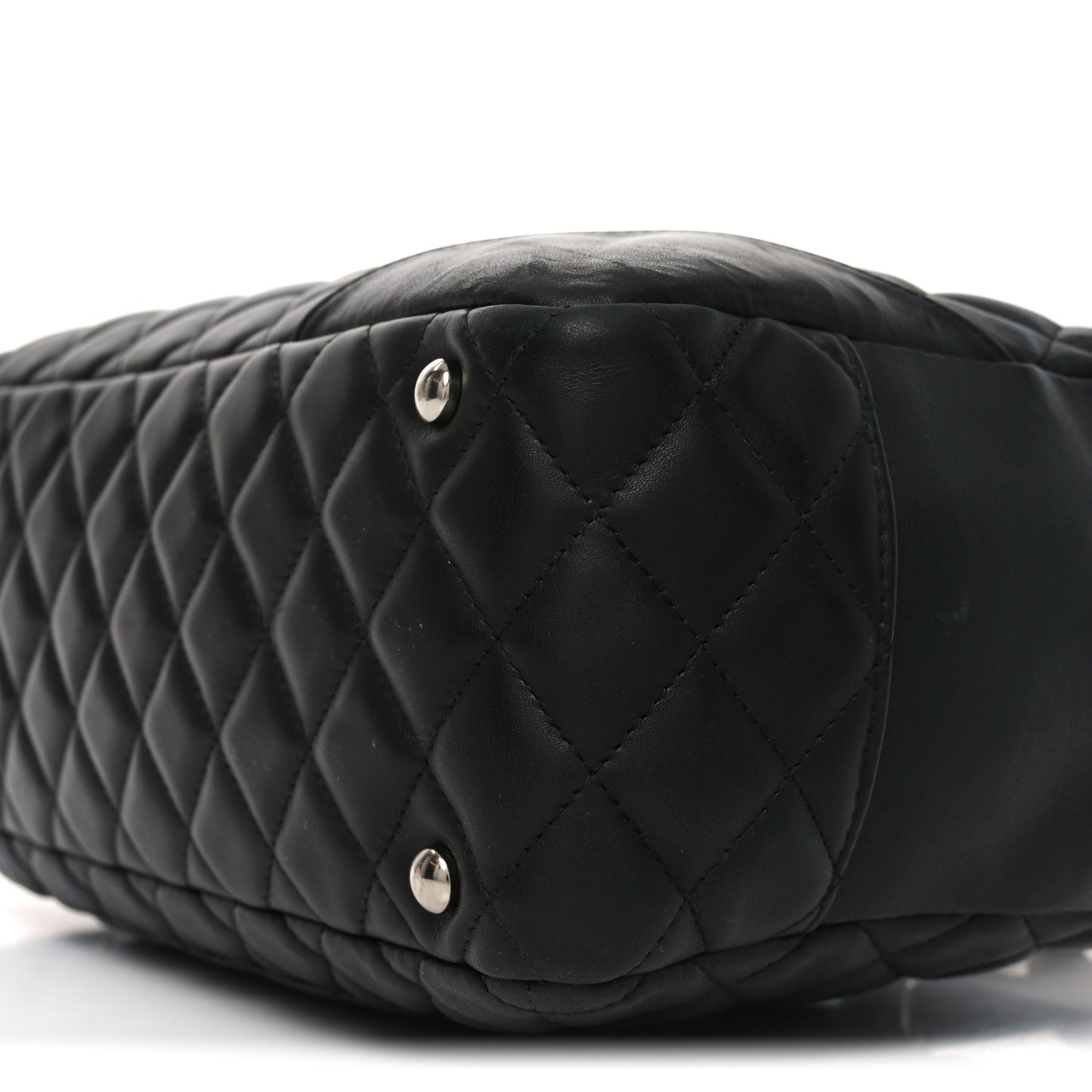 Calfskin Quilted Large Cambon Bowler Black White