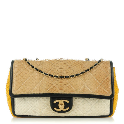 Chanel Python Tri-Color Medium Graphic Flap Beige 1 of 9