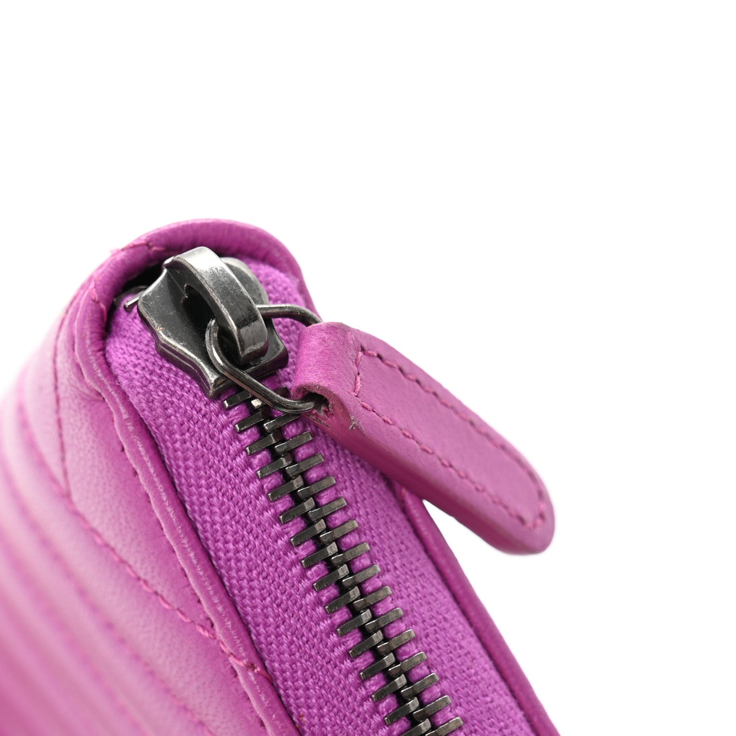 Chanel Lambskin Quilted Small Coco Boy Zip Around Wallet Purple 11 of 12