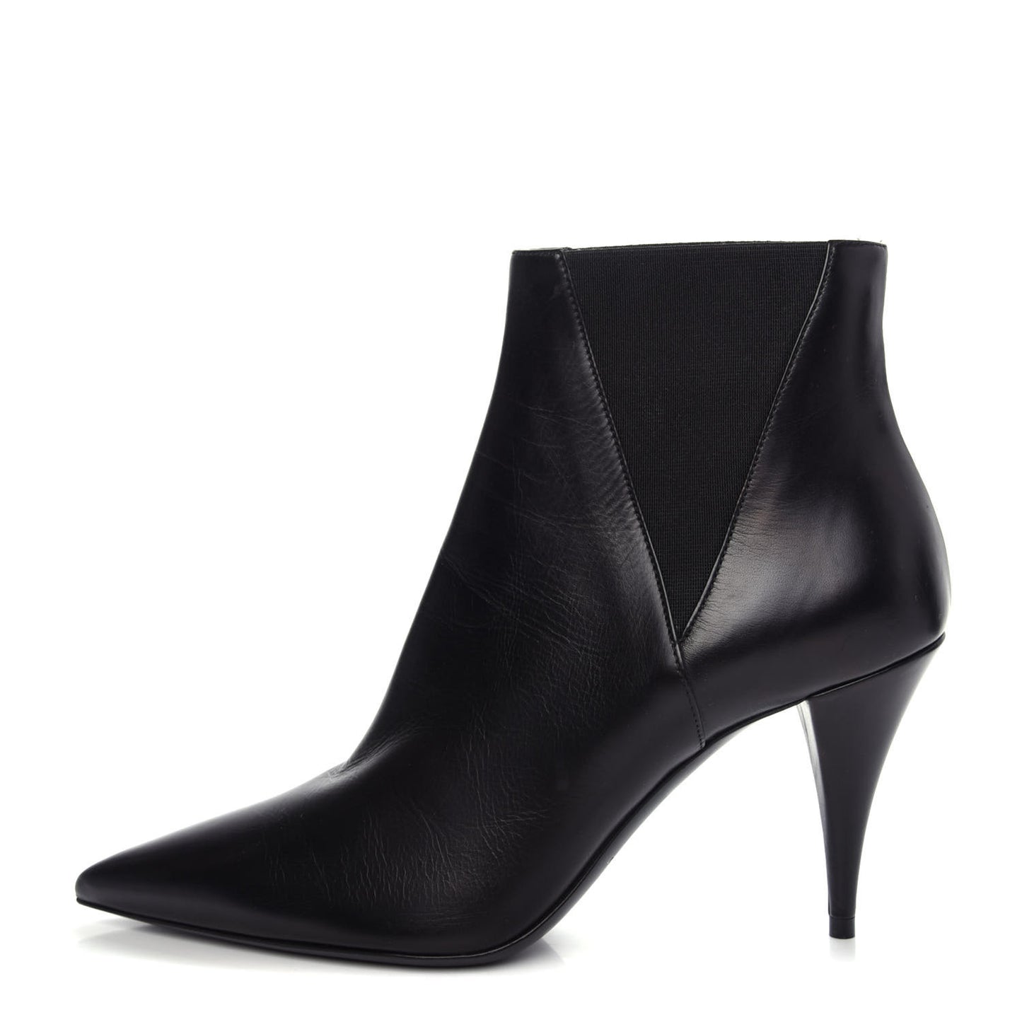 Calfskin Kiki Chelsea Pointed Toe Ankle Boots 37.5 Black