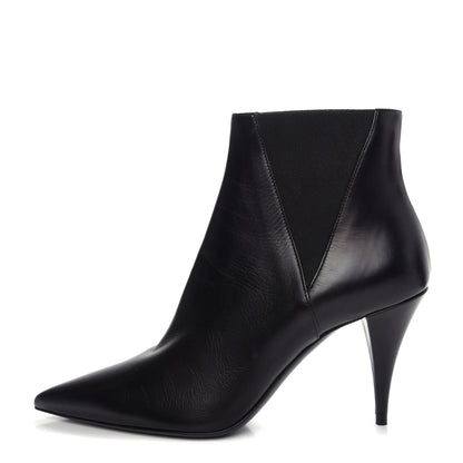Saint Laurent Calfskin Kiki Chelsea Pointed Toe Ankle Boots 37.5 Black 1 of 9