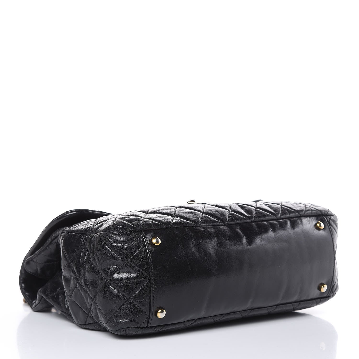 Chanel Glazed Calfskin Castle Rock Large Flap Black Burgundy 4 of 19