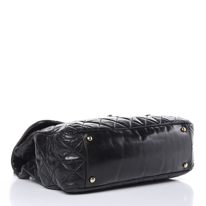 Chanel Glazed Calfskin Castle Rock Large Flap Black Burgundy 4 of 19