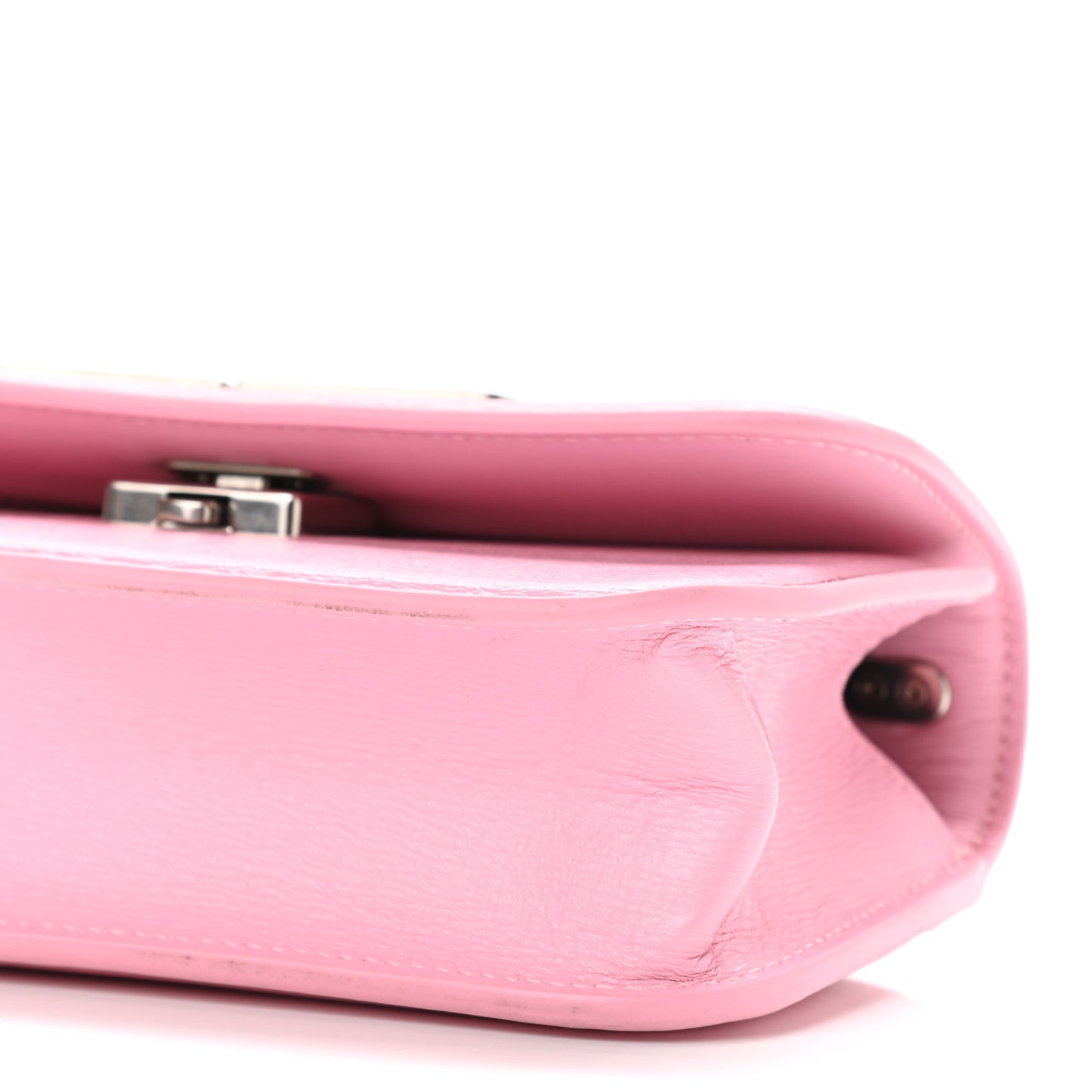 Calfskin Stripe Embossed Gossip Chain Bag XS Candy Pink