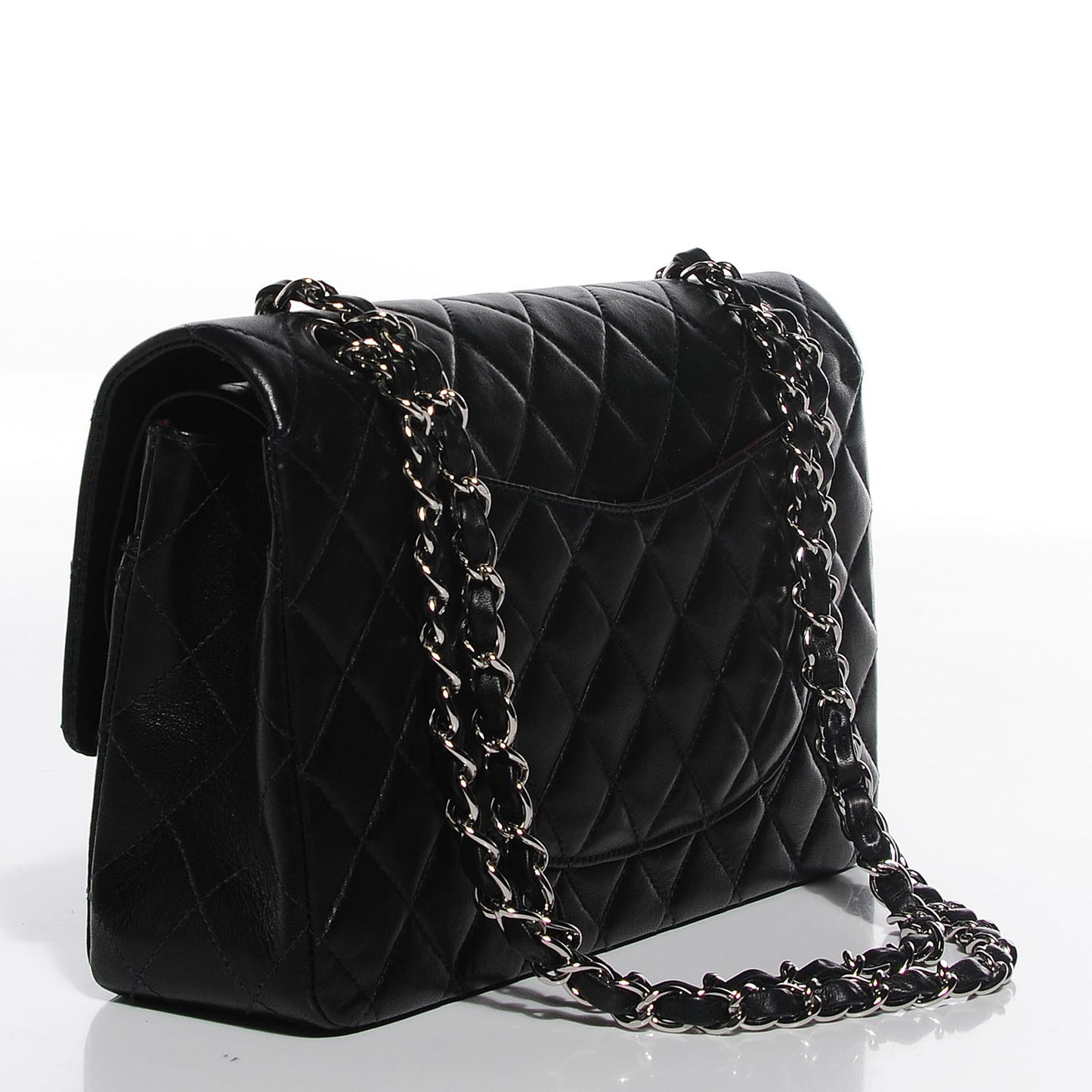 Lambskin Quilted Medium Double Flap Black