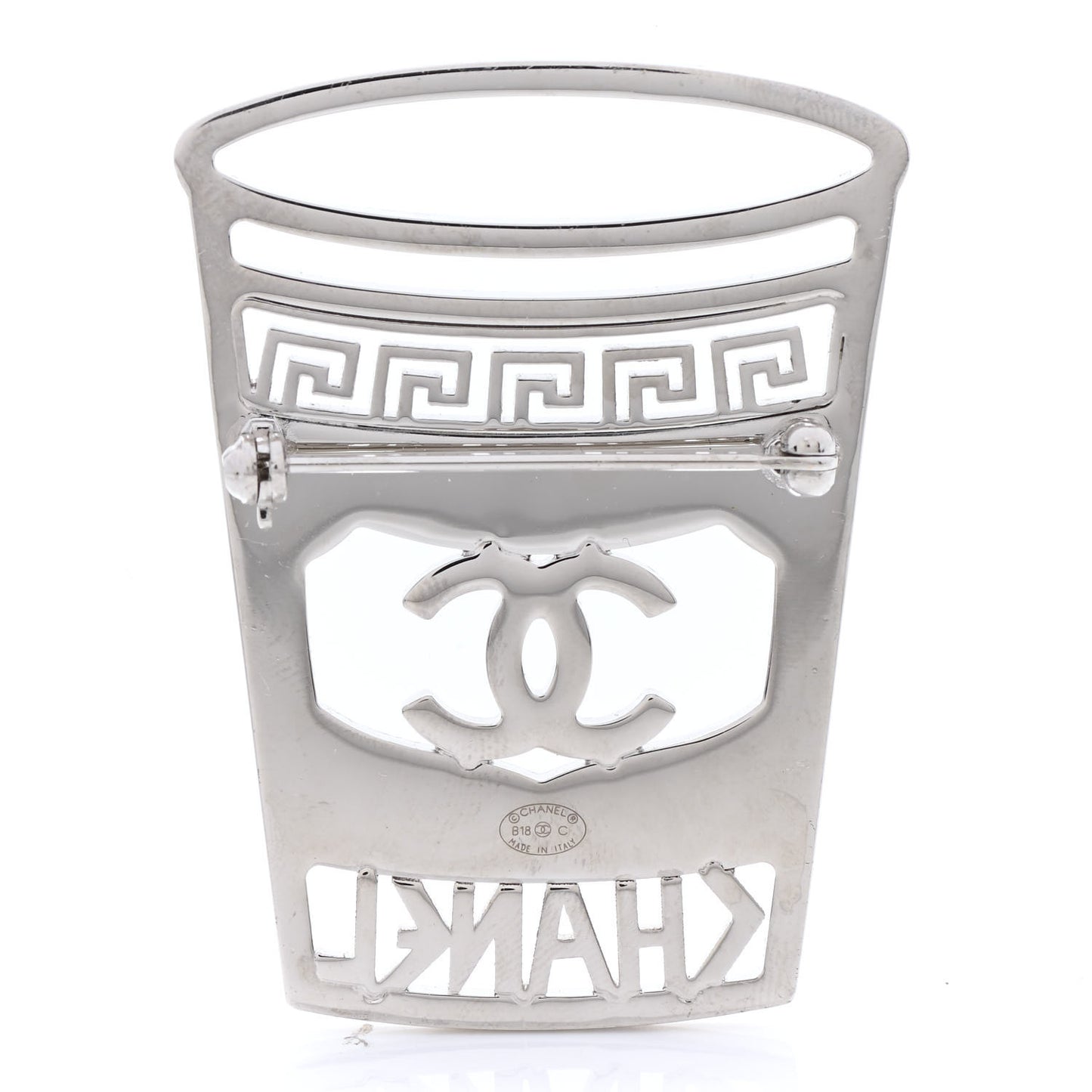 Crystal CC Greek Cup Brooch Silver Blue