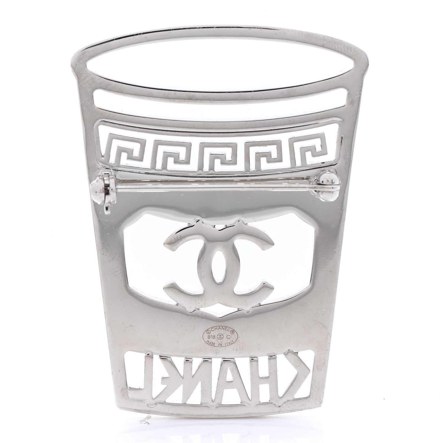 Chanel Crystal CC Greek Cup Brooch Silver Blue 3 of 5