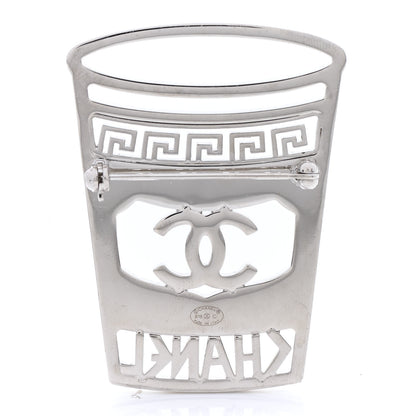 Chanel Crystal CC Greek Cup Brooch Silver Blue 3 of 5