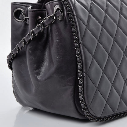 Chanel Calfskin Quilted Large CC Enchained Accordion Flap Grey 8 of 9