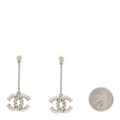 Chanel Baguette Crystal CC Drop Earrings Silver 2 of 4