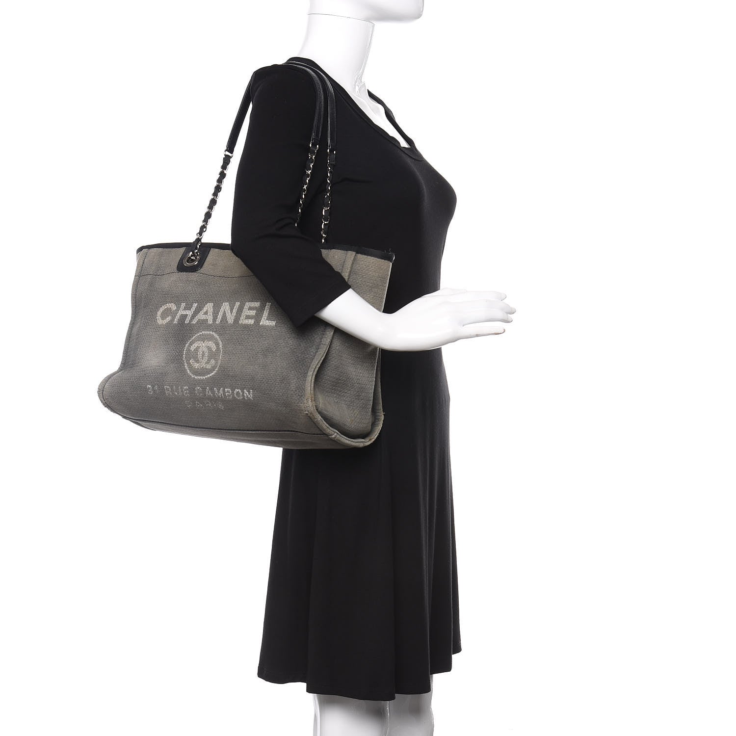 Chanel Canvas Small Deauville Tote Grey 2 of 11