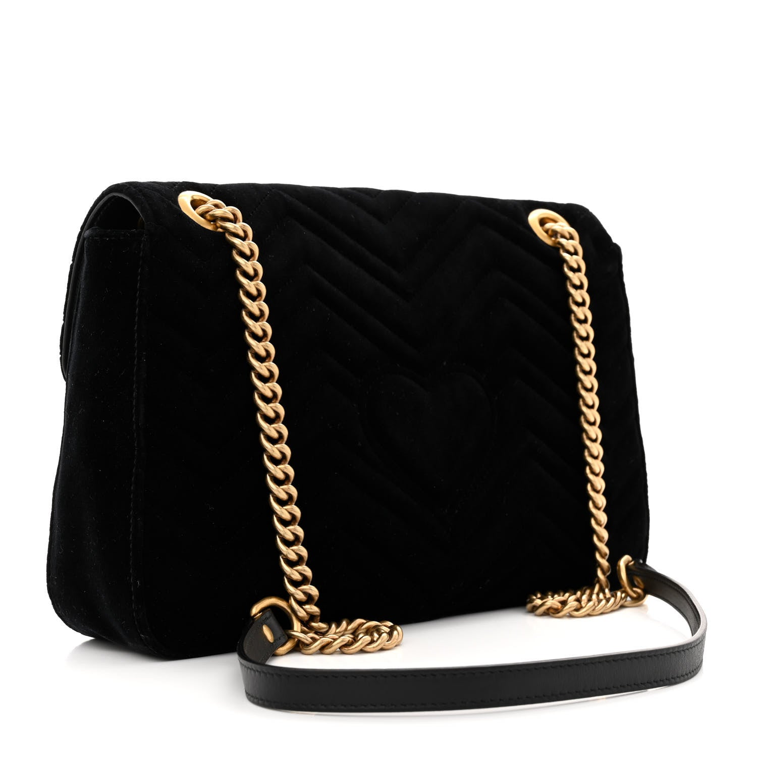 Gucci Velvet Matelasse Loved Embroidered Medium GG Marmont Shoulder Bag Black 3 of 11