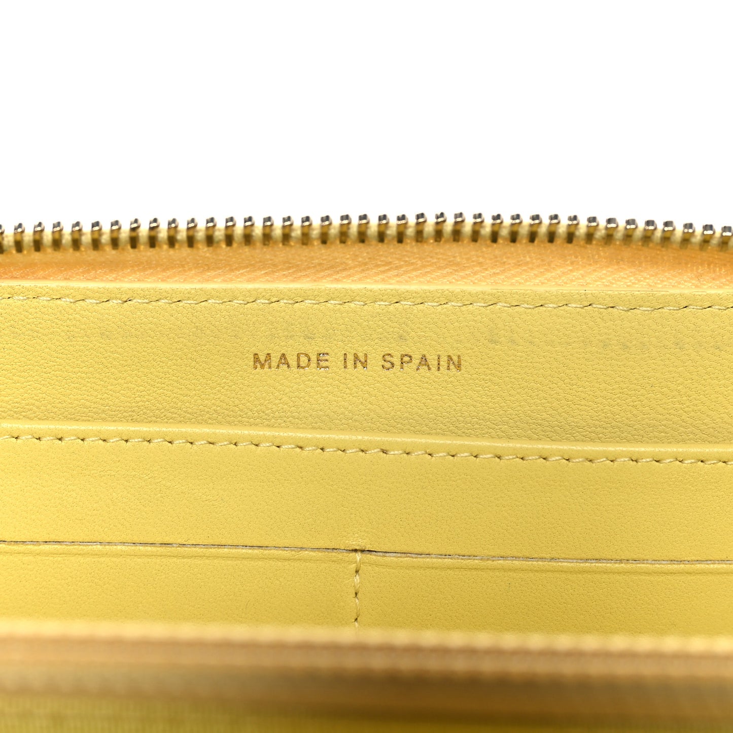 Lambskin Quilted Large Gusset Zip Around Wallet Yellow