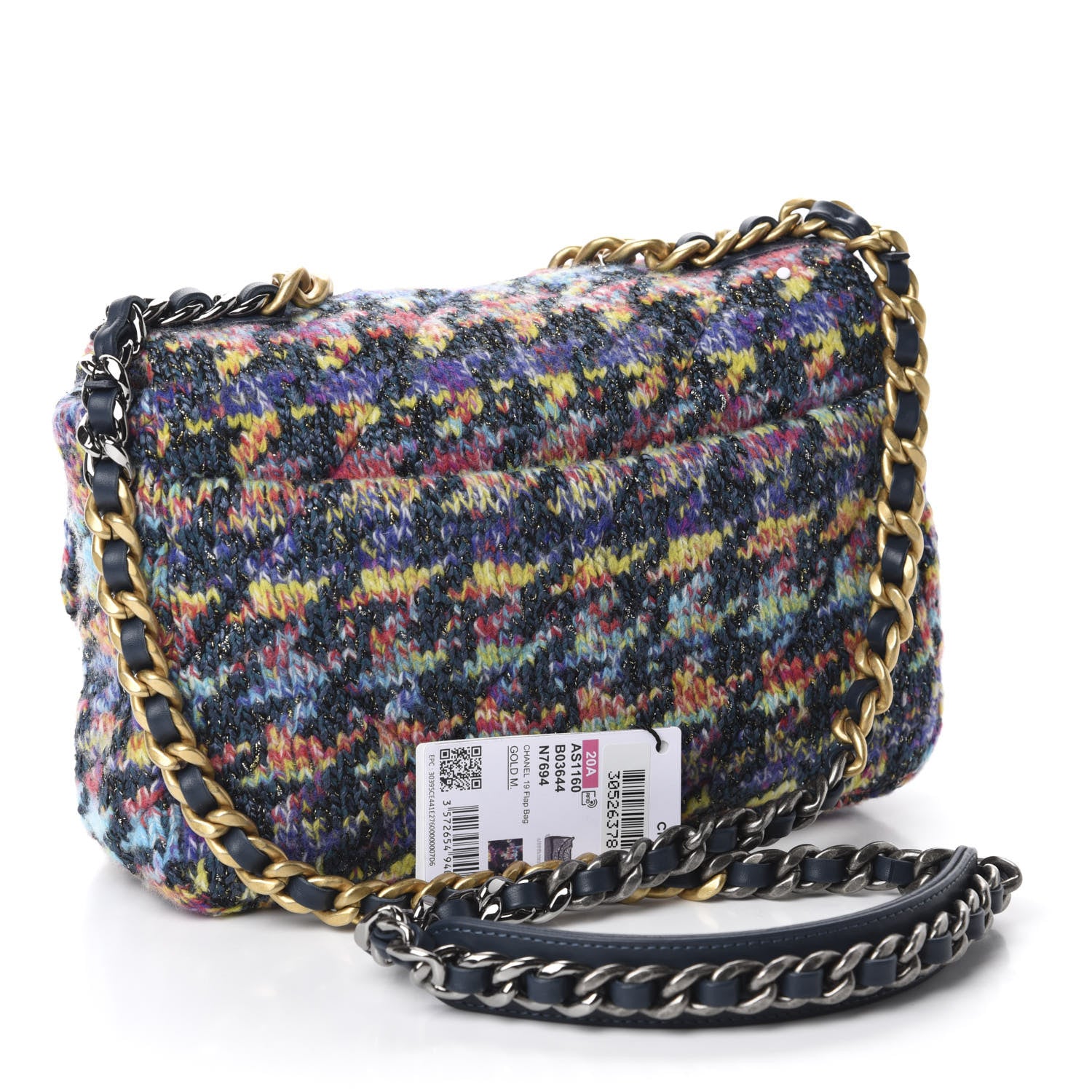 Chanel Tweed Quilted Medium Chanel 19 Flap Dark Multicolor 3 of 11