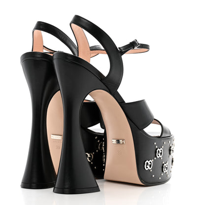 Gucci Malaga Kid Interlocking G Studs 155mm Platform Sandals 39 Perfect Black 5 of 10