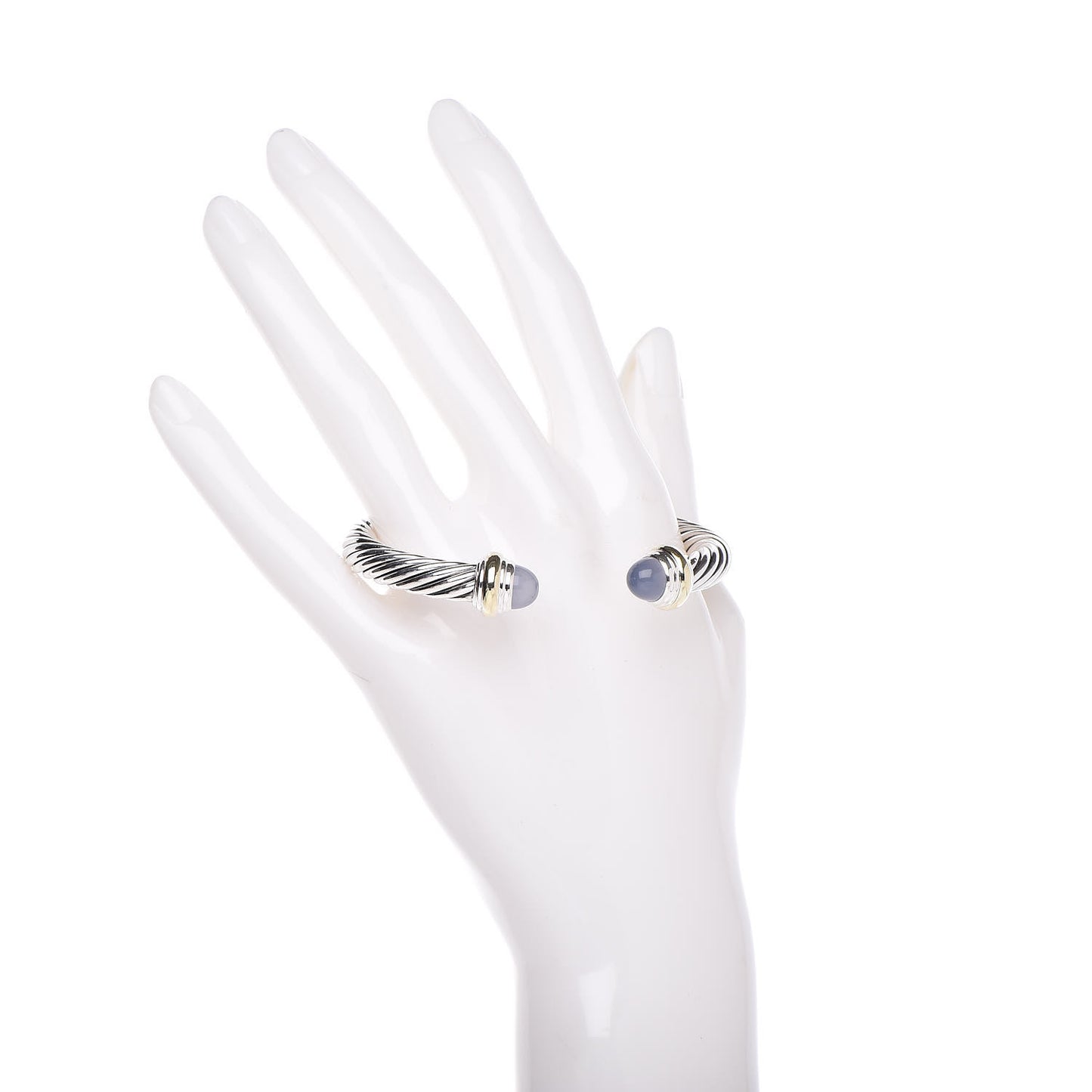Sterling Silver 14K Yellow Gold Chalcedony 7mm Cable Classics Bracelet
