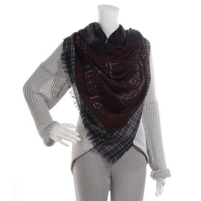 Louis Vuitton Mens Fleece Wool Silk Trunks Shawl Gris Rouge 2 of 5