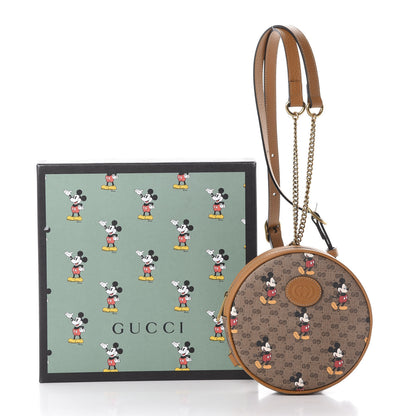 Gucci X DISNEY Mini Vintage GG Supreme Monogram Mickey Mouse Round Backpack Beige Vintage Sun Oil 9 of 9