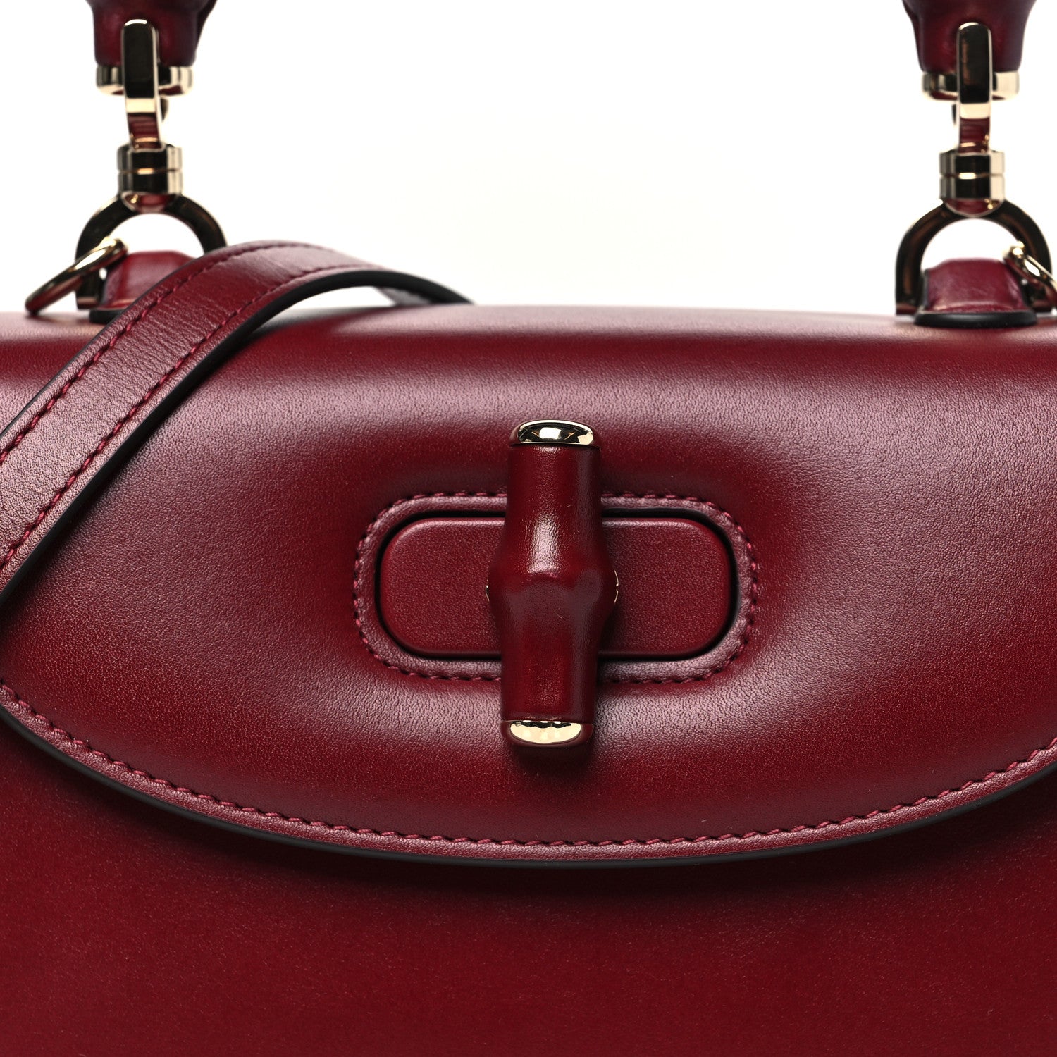 Gucci Boarded Dyana Lux Calfskin Web Monochrome Small Bamboo 1947 Top Handle Bag Rosso Ancora 9 of 12
