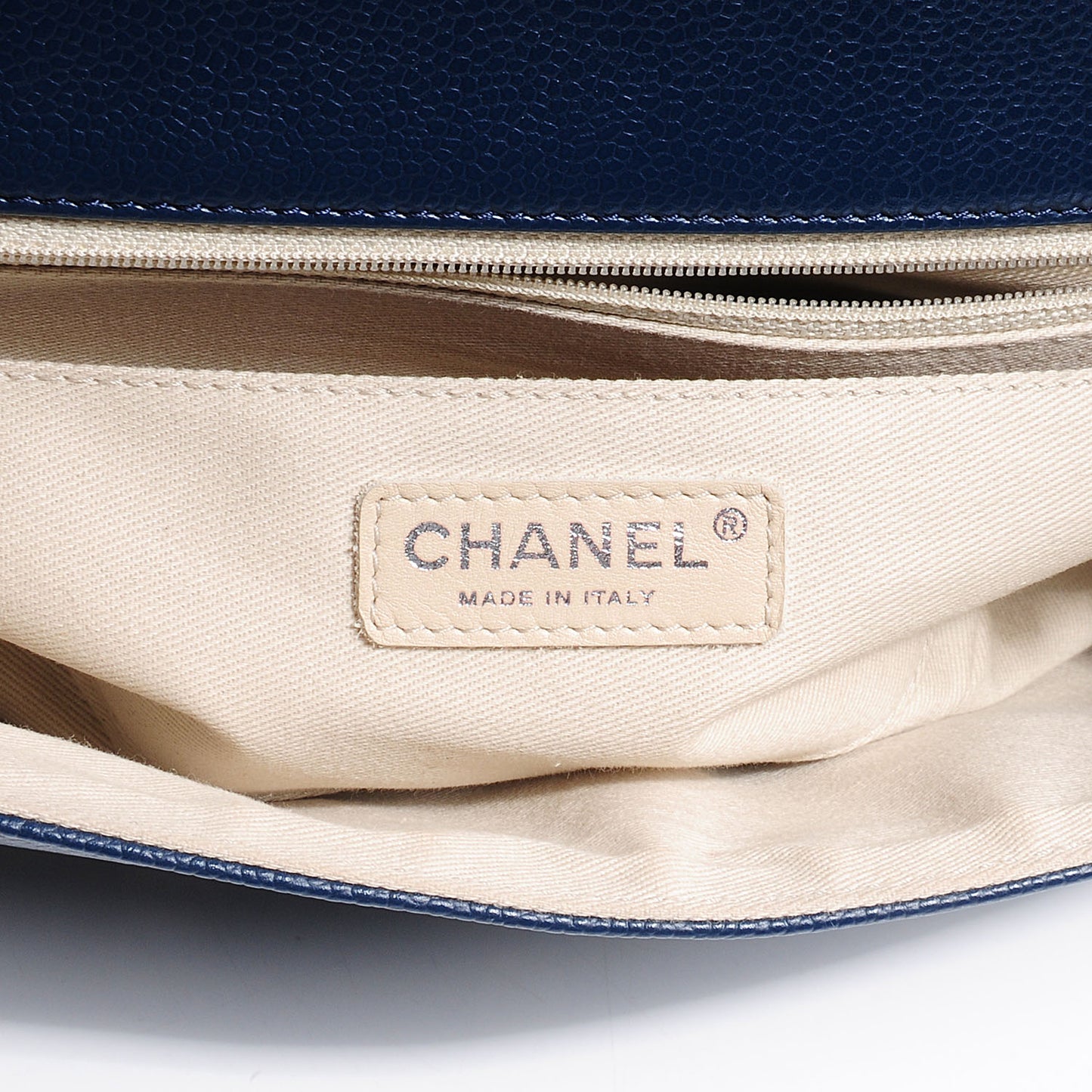 Caviar Medium Timeless CC Flap Navy Blue