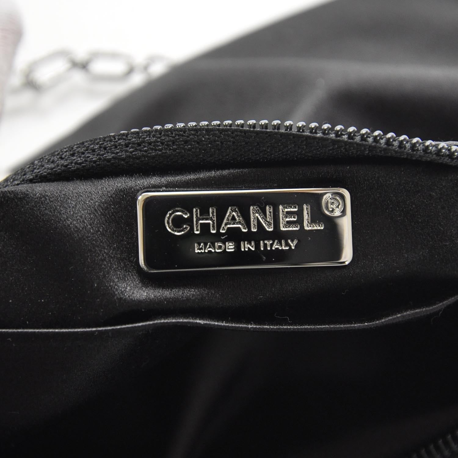 Chanel Satin Diamante Evening Clutch Bag Black 8 of 8