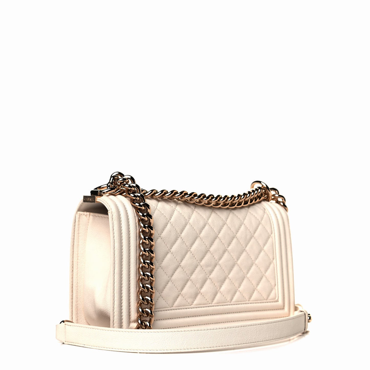 Calfskin Quilted Medium Boy Flap White