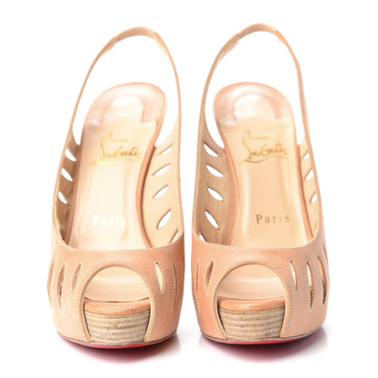 Christian Louboutin Calf Vegetale Griff Sling 120 Pumps 37 Natural Grezzo 2 of 9
