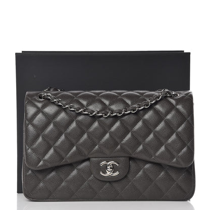 Chanel Caviar Quilted Jumbo Double Flap Dark Grey 10 of 10