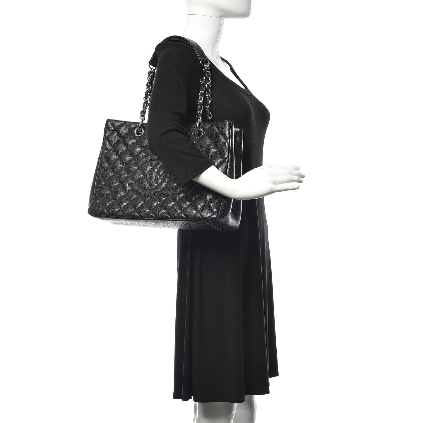 Caviar Quilted Grand Shopping Tote GST Black