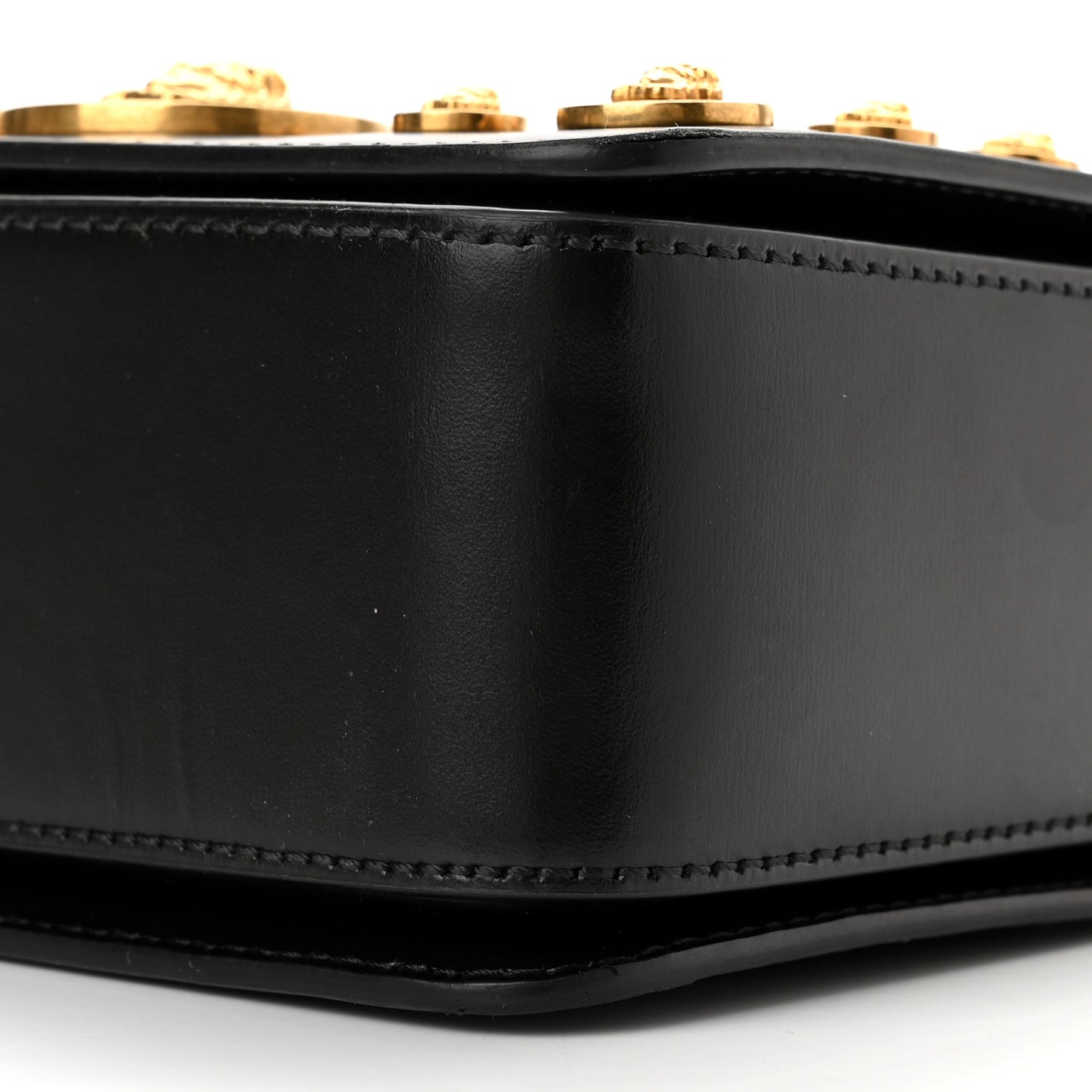 Calfskin Medallion Tribute Chain Shoulder Bag Black