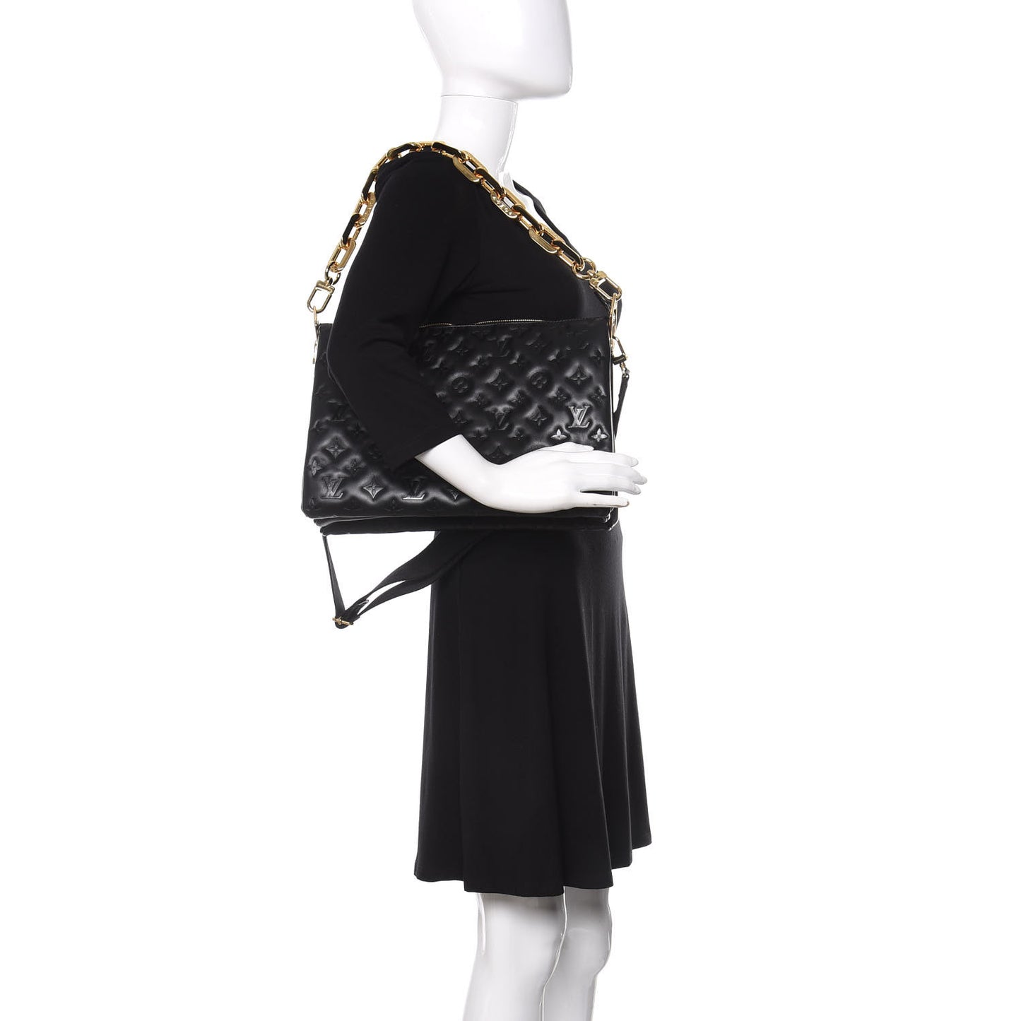 Lambskin Embossed Monogram Coussin MM Black