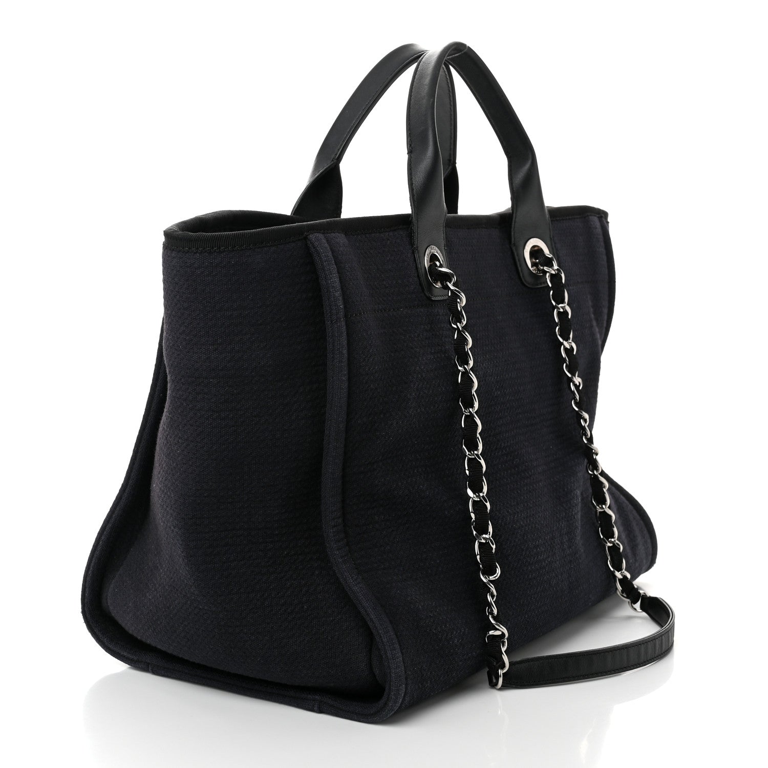 Chanel Mixed Fibers Medium Deauville Tote Dark Blue 4 of 11