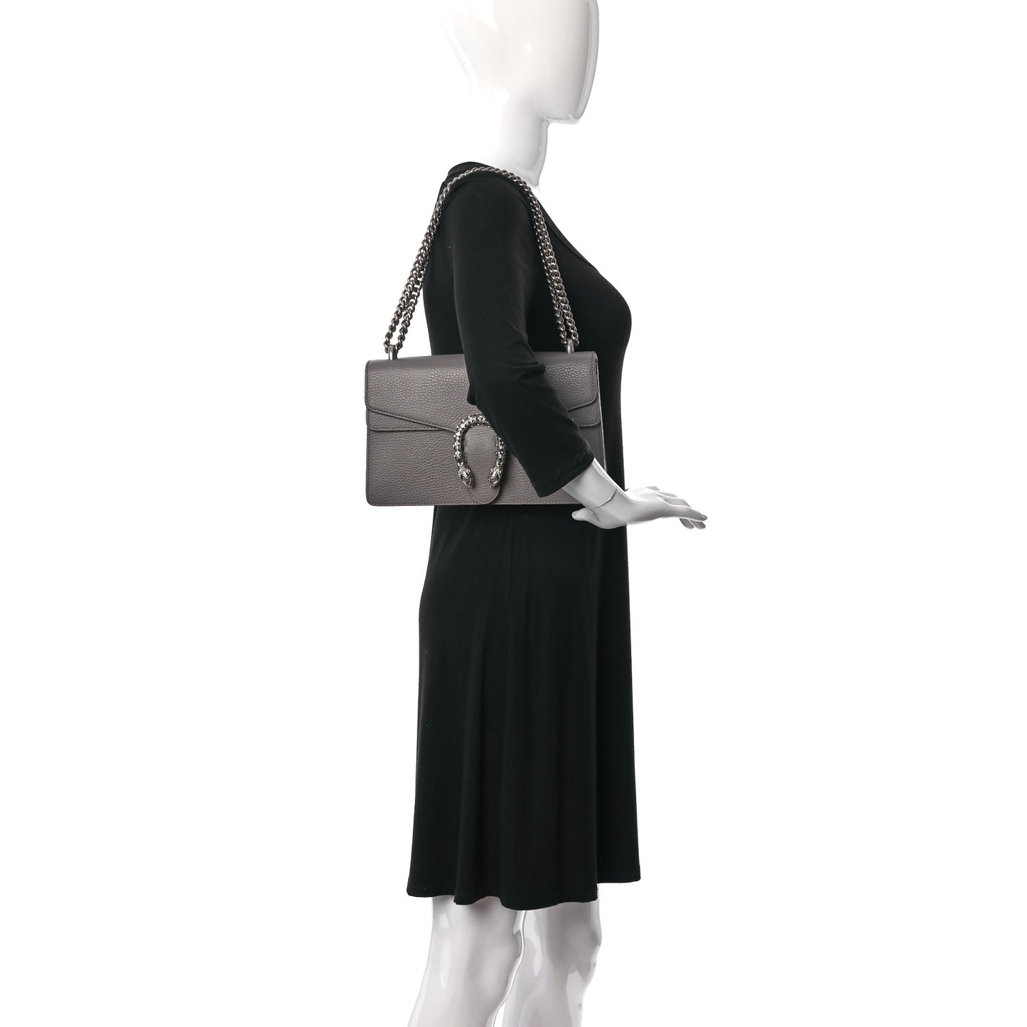 Pebbled Calfskin Small Dionysus Shoulder Bag Dusty Grey