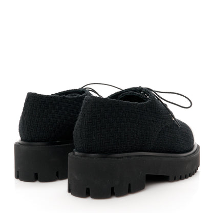 Chanel Wool Tweed Calfskin Lace-Up Loafers 38.5 Black 4 of 10