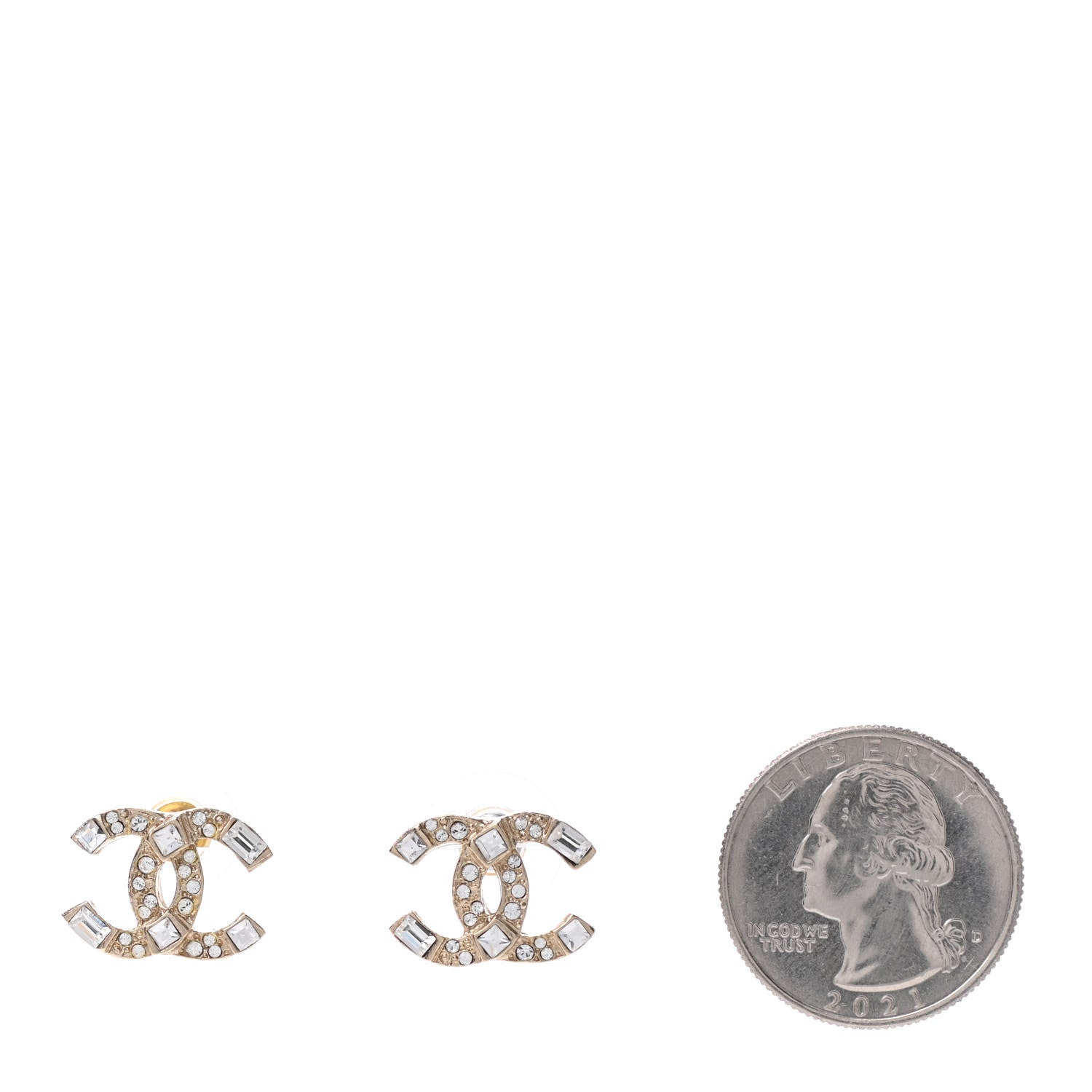 Chanel Crystal Baguette CC Earrings Gold 2 of 4