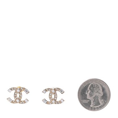 Chanel Crystal Baguette CC Earrings Gold 2 of 4