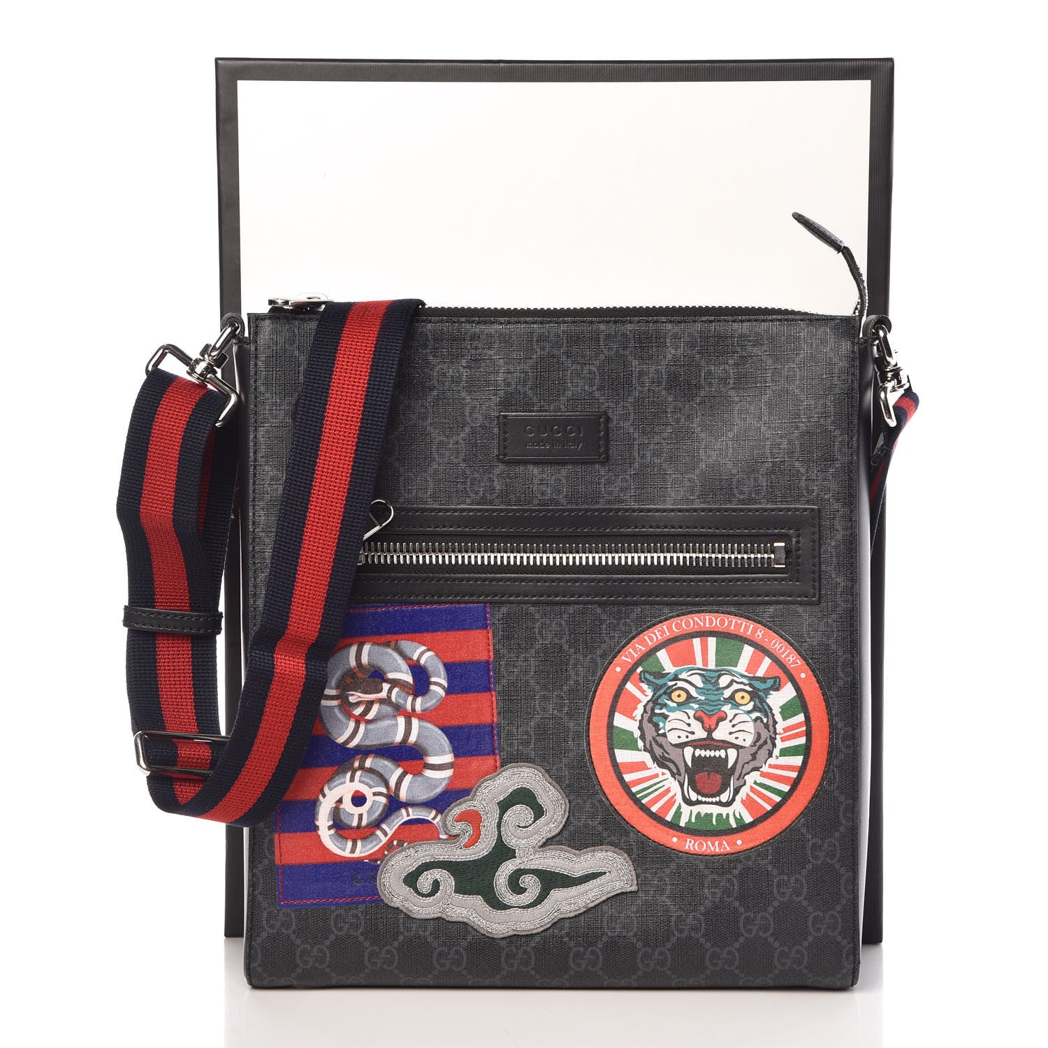 Gucci GG Supreme Monogram Night Courrier Flat Messenger Bag Black Multicolor 10 of 10