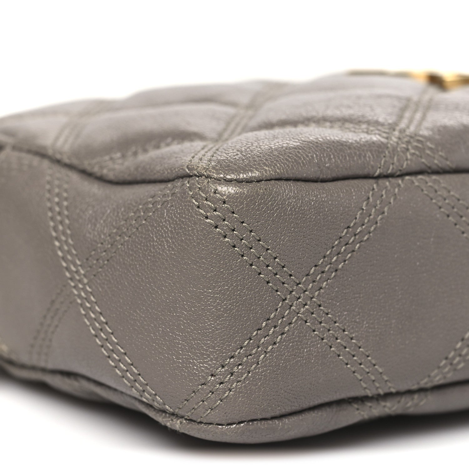 Saint Laurent Grained Lambskin Quilted Mini Becky Double Zip Bag Taupe 10 of 11