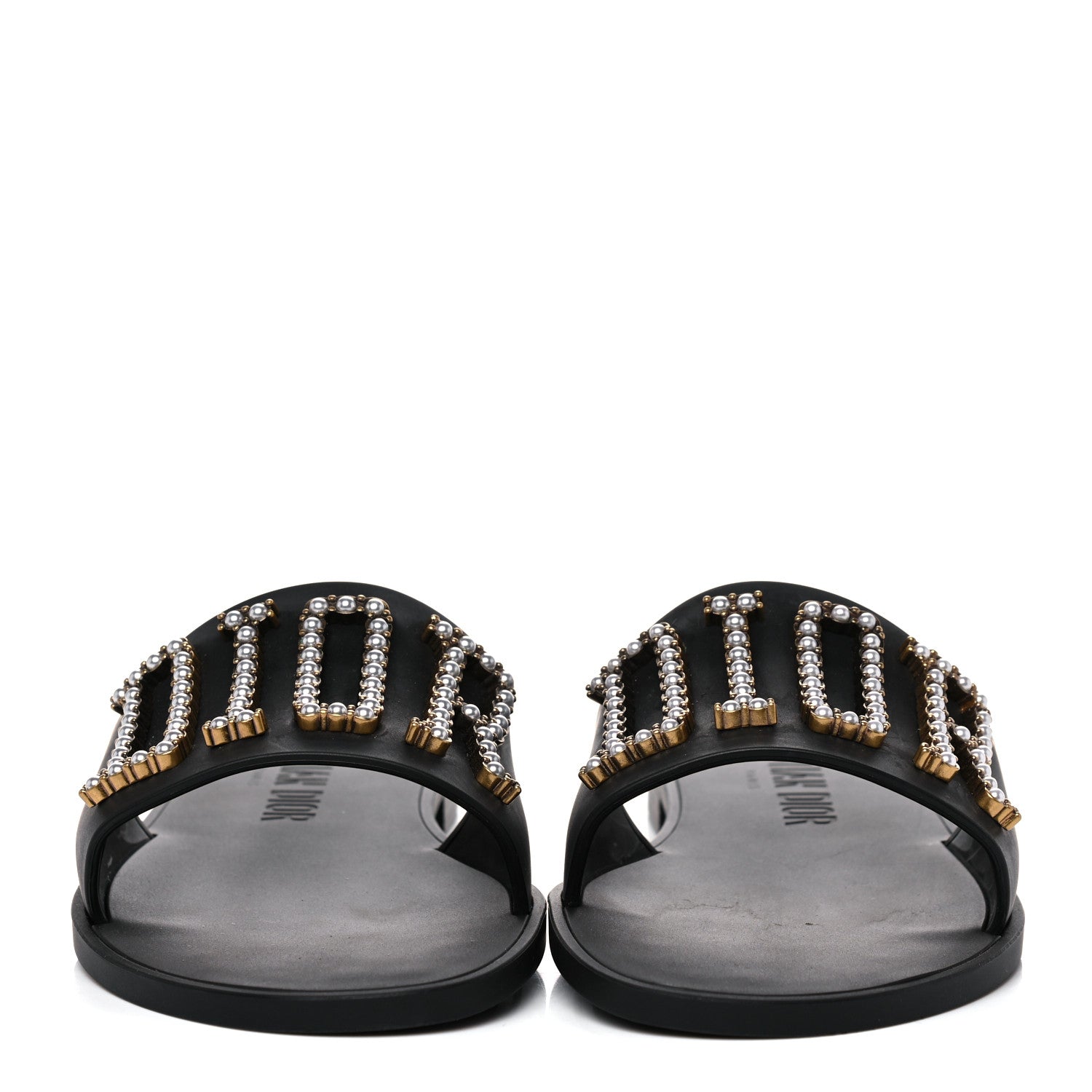Christian Dior Matte Calfskin Pearl Dio(r)evolution Slide Sandals 39 Black 2 of 6