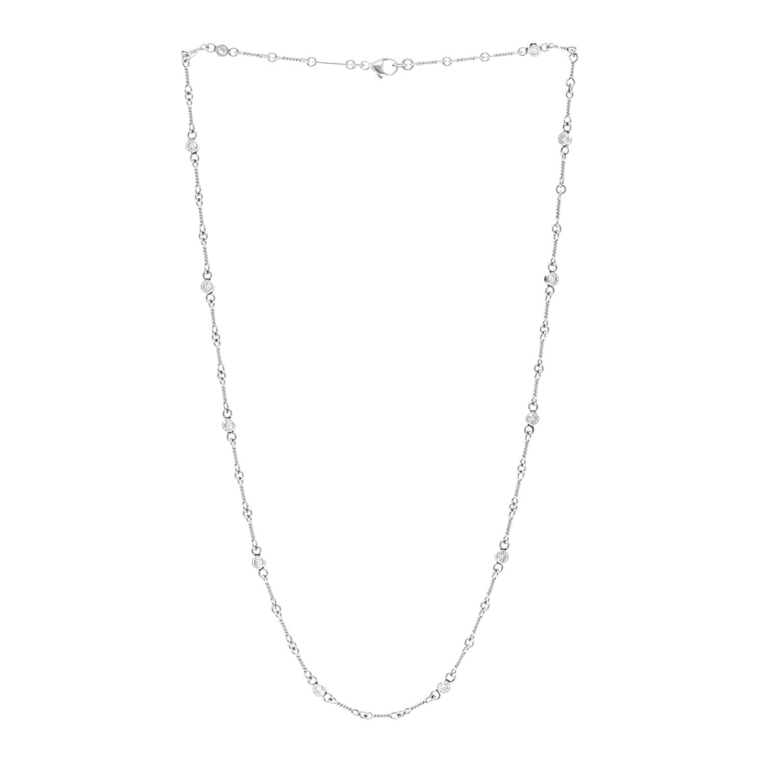 Tiffany Platinum Diamond Dog Bone Chain Necklace 3 of 4
