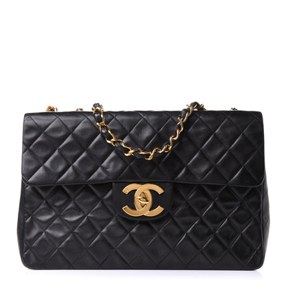 Chanel Lambskin Quilted XL Jumbo Single Flap Black 1 of 12
