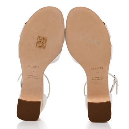 Hermes Calfskin Encens 50 Sandals 37 White 5 of 9